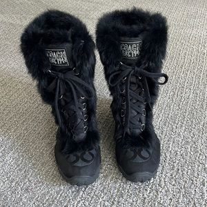 Coach fur trim winter boot size 6.5
